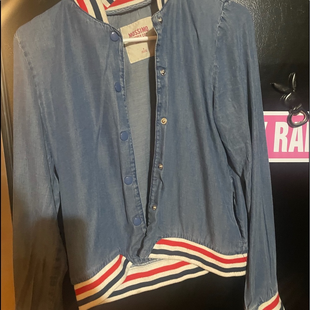 Jean jacket red white blue
